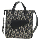 Christian Dior Trotter Canvas Hand Bag 2way Navy Silver Auth ki6683SAM-2