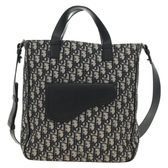 Christian Dior Trotter Canvas Hand Bag 2way Navy Silver Auth ki6683SAM