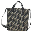 Christian Dior Trotter Canvas Hand Bag 2way Navy Silver Auth ki6683SAM-3