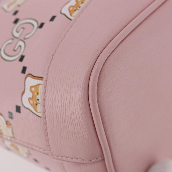GUCCI Pikarar KAWAII GG Animal Tote Bag Leather Pink 726762 Auth ki6684M