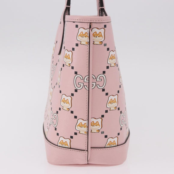 GUCCI Pikarar KAWAII GG Animal Tote Bag Leather Pink 726762 Auth ki6684M