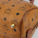MCM Vicetos Logogram Mini Boston Bag PVC Leather Brown Gold Auth ki6685-9