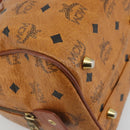 MCM Vicetos Logogram Mini Boston Bag PVC Leather Brown Gold Auth ki6685-14