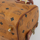 MCM Vicetos Logogram Mini Boston Bag PVC Leather Brown Gold Auth ki6685-15