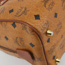 MCM Vicetos Logogram Mini Boston Bag PVC Leather Brown Gold Auth ki6685-16