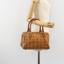 MCM Vicetos Logogram Mini Boston Bag PVC Leather Brown Gold Auth ki6685-22