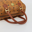 MCM Vicetos Logogram Mini Boston Bag PVC Leather Brown Gold Auth ki6685-7
