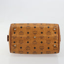 MCM Vicetos Logogram Mini Boston Bag PVC Leather Brown Gold Auth ki6685-5