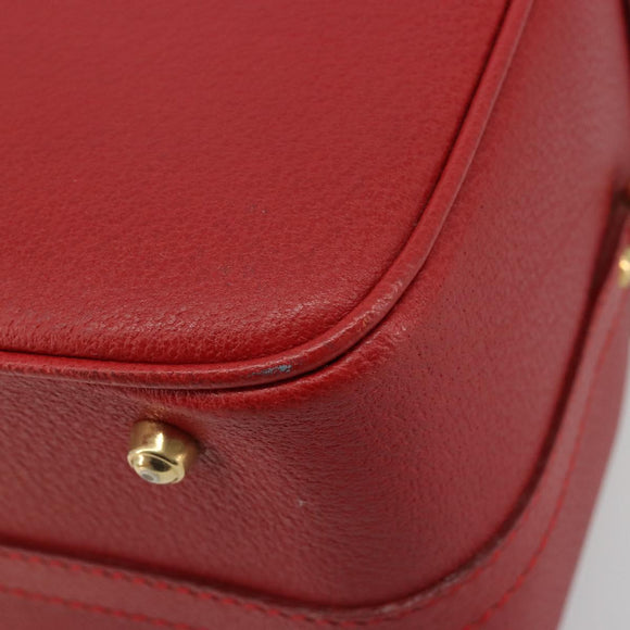 Miu Miu Matelasse Vanity Shoulder Bag Leather 2way Red Gold Auth ki6687A