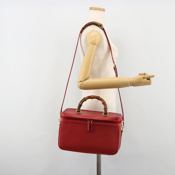 Miu Miu Matelasse Vanity Shoulder Bag Leather 2way Red Gold Auth ki6687A