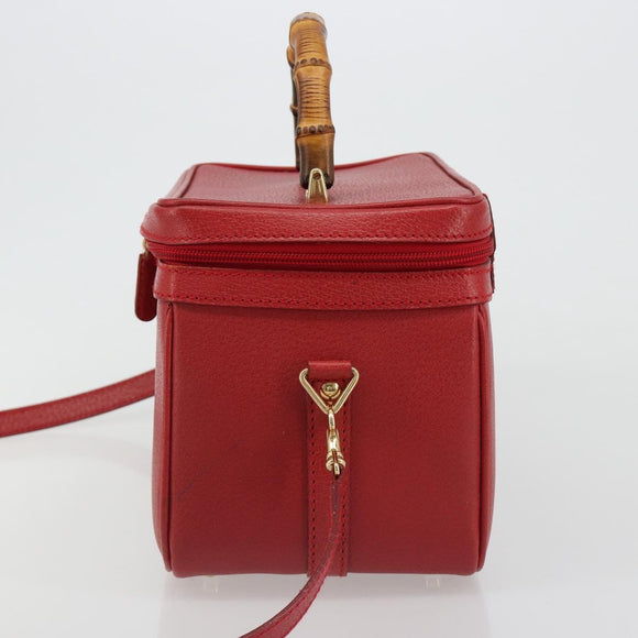 Miu Miu Matelasse Vanity Shoulder Bag Leather 2way Red Gold Auth ki6687A