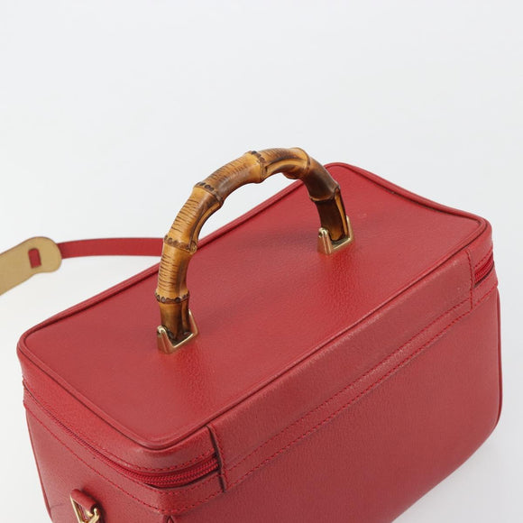 Miu Miu Matelasse Vanity Shoulder Bag Leather 2way Red Gold Auth ki6687A