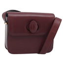 CARTIER Must Line Shoulder Bag Leather Bordeaux Gold Auth ki6688A-1