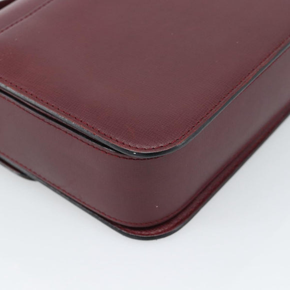 CARTIER Must Line Shoulder Bag Leather Bordeaux Gold Auth ki6688A