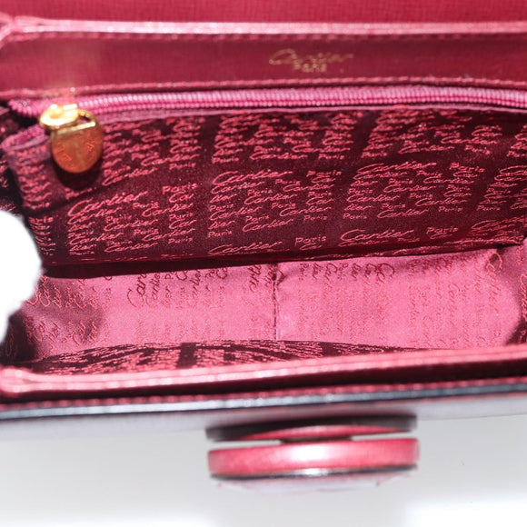 CARTIER Must Line Shoulder Bag Leather Bordeaux Gold Auth ki6688A