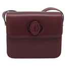 CARTIER Must Line Shoulder Bag Leather Bordeaux Gold Auth ki6688A-13