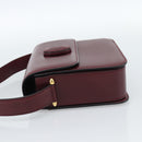 CARTIER Must Line Shoulder Bag Leather Bordeaux Gold Auth ki6688A-3