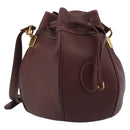 CARTIER Must Line Shoulder Bag Leather Bordeaux Gold Auth ki6690A-1