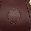 CARTIER Must Line Shoulder Bag Leather Bordeaux Gold Auth ki6690A-15