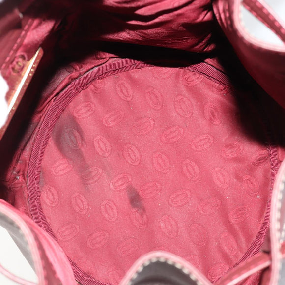 CARTIER Must Line Shoulder Bag Leather Bordeaux Gold Auth ki6690A