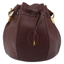 CARTIER Must Line Shoulder Bag Leather Bordeaux Gold Auth ki6690A-2