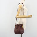 CARTIER Must Line Shoulder Bag Leather Bordeaux Gold Auth ki6690A-22