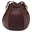 CARTIER Must Line Shoulder Bag Leather Bordeaux Gold Auth ki6690A-3