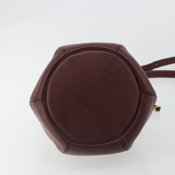 CARTIER Must Line Shoulder Bag Leather Bordeaux Gold Auth ki6690A