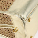 LOEWE Amazonas Hand Bag Rattan Gold Beige Auth ki6694M-10