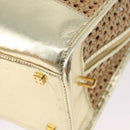 LOEWE Amazonas Hand Bag Rattan Gold Beige Auth ki6694M-13
