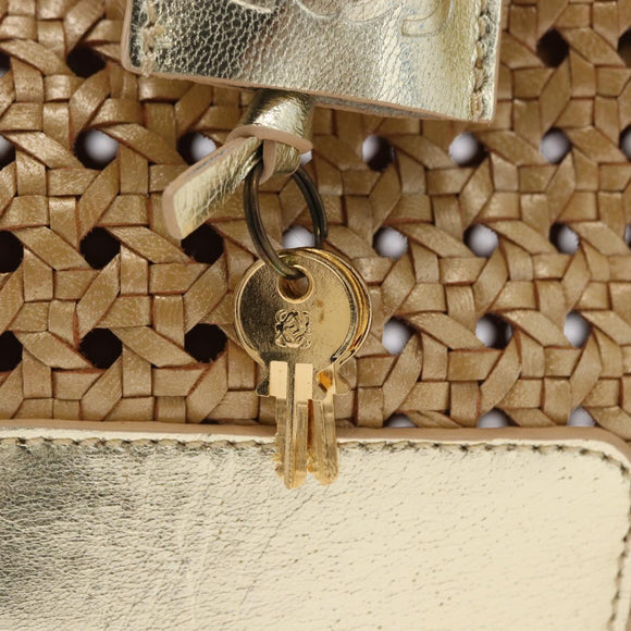 LOEWE Amazonas Hand Bag Rattan Gold Beige Auth ki6694M