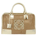 LOEWE Amazonas Hand Bag Rattan Gold Beige Auth ki6694M-2