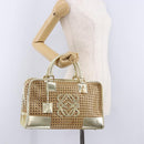 LOEWE Amazonas Hand Bag Rattan Gold Beige Auth ki6694M-23