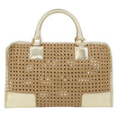 LOEWE Amazonas Hand Bag Rattan Gold Beige Auth ki6694M-3