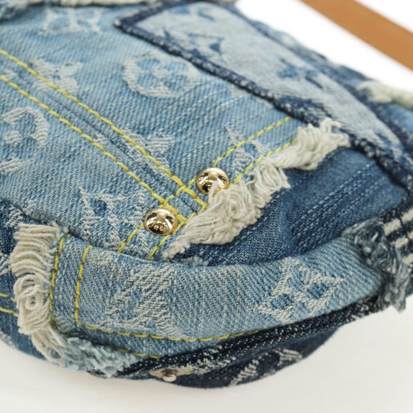 LOUIS VUITTON Monogram Denim Patchwork Pouchy Bag Blue M92382 LV Auth ki6696M