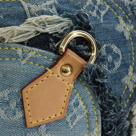 LOUIS VUITTON Monogram Denim Patchwork Pouchy Bag Blue M92382 LV Auth ki6696M