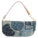 LOUIS VUITTON Monogram Denim Patchwork Pouchy Bag Blue M92382 LV Auth ki6696M-3