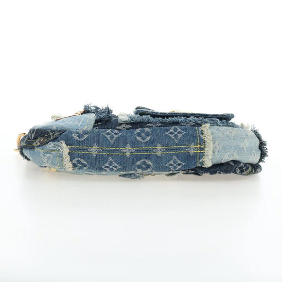 LOUIS VUITTON Monogram Denim Patchwork Pouchy Bag Blue M92382 LV Auth ki6696M