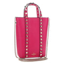 VALENTINO Hand Bag Leather 2way Pink Gold Tone Auth ki6698V-1