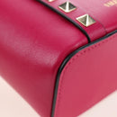 VALENTINO Hand Bag Leather 2way Pink Gold Tone Auth ki6698V-9
