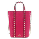 VALENTINO Hand Bag Leather 2way Pink Gold Tone Auth ki6698V-13