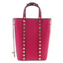 VALENTINO Hand Bag Leather 2way Pink Gold Tone Auth ki6698V-2