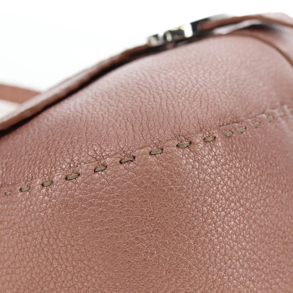 FENDI Celeria Baguette Shoulder Bag Leather Pink Silver Auth ki6700V
