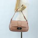 FENDI Celeria Baguette Shoulder Bag Leather Pink Silver Auth ki6700V-26