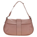 FENDI Celeria Baguette Shoulder Bag Leather Pink Silver Auth ki6700V-2