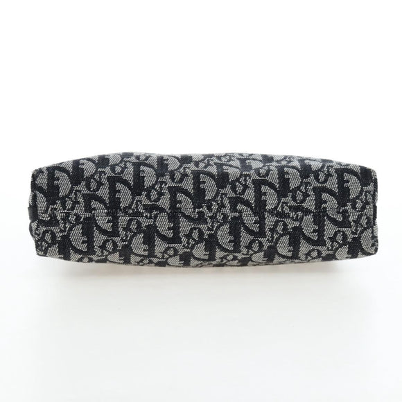 Christian Dior Trotter Canvas Accessory Pouch Black Silver Auth ki6702V