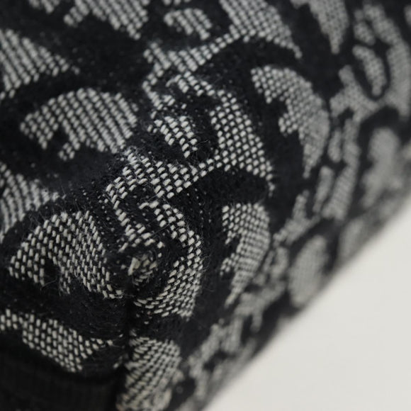 Christian Dior Trotter Canvas Accessory Pouch Black Silver Auth ki6702V