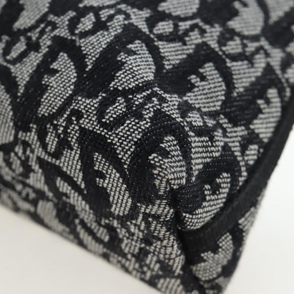 Christian Dior Trotter Canvas Accessory Pouch Black Silver Auth ki6702V