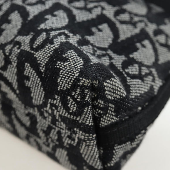 Christian Dior Trotter Canvas Accessory Pouch Black Silver Auth ki6702V