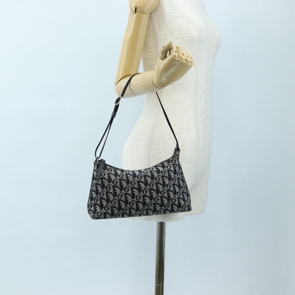 Christian Dior Trotter Canvas Accessory Pouch Black Silver Auth ki6702V